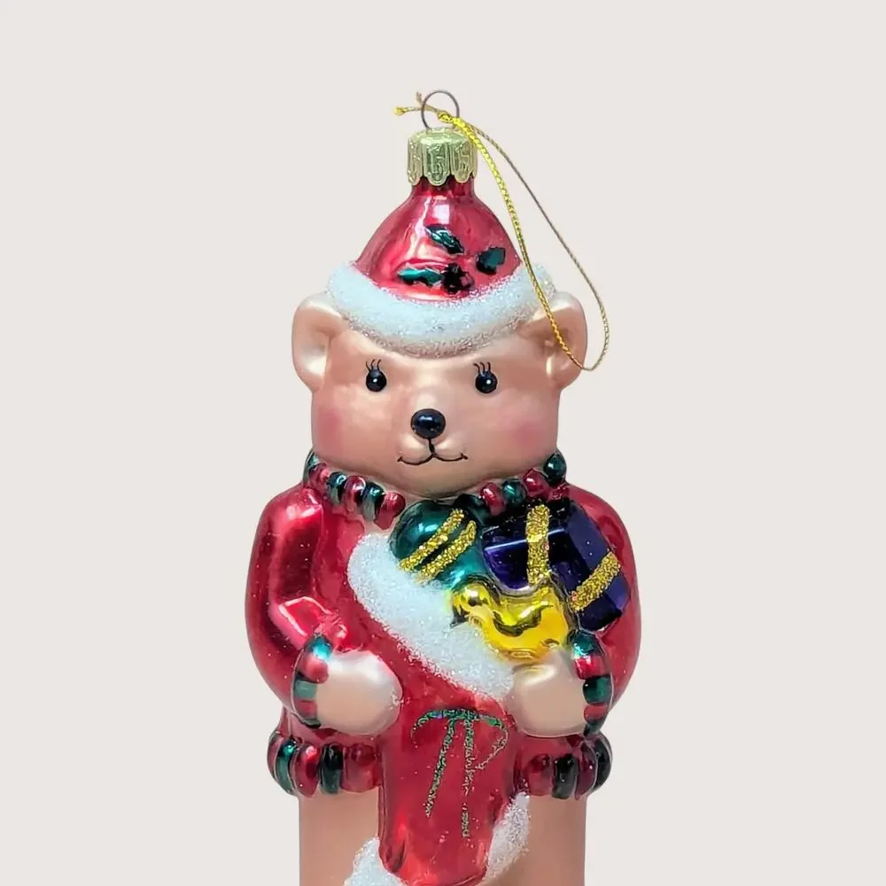 1990s Cubby Bear European Glass Large Christmas Ornament
